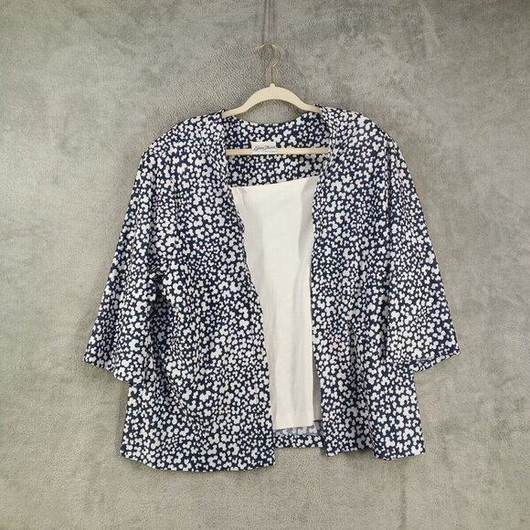 Vintage LYNN DAVIS Set of 2 Blouse + Skirt Floral Knit USA MADE Size 26W Padded - Picture 4 of 14